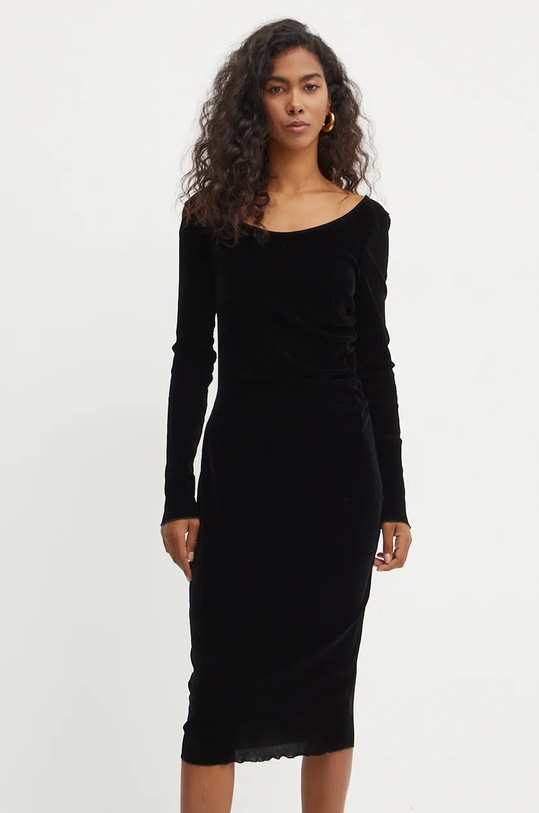 Boss Orange rochie de catifea mini negru 50524412