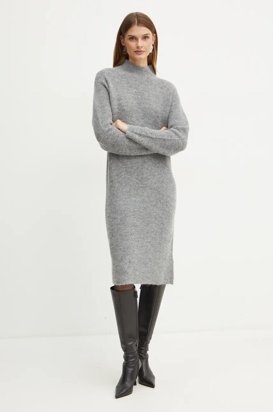 Вовняна сукня Boss Orange casual сірий 50525127