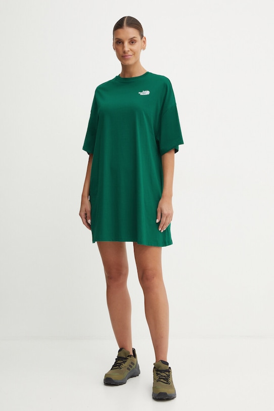 The North Face rochie Essential Tee Dress mini verde NF0A87NFNL11