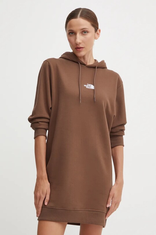 Bavlnené šaty The North Face Zumu Hooded Dress bavlna hnedá NF0A89F81OI1