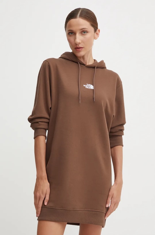 The North Face sukienka bawełniana Zumu Hooded Dress bawełna brązowy NF0A89F81OI1