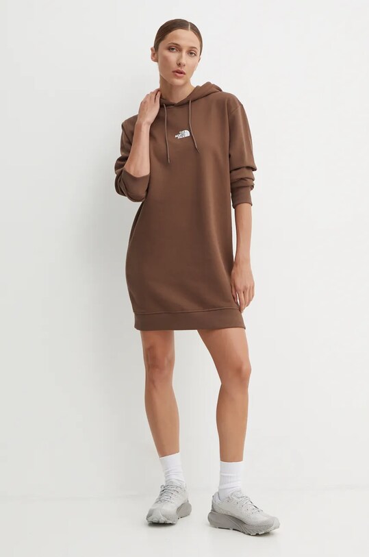 Bavlnené šaty The North Face Zumu Hooded Dress NF0A89F81OI1 hnedá AW24