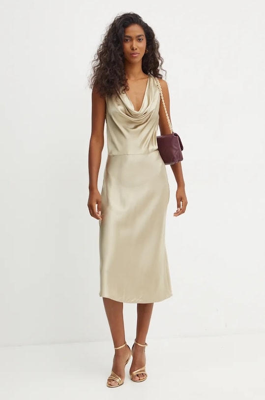Šaty BOSS látka béžová 50528773