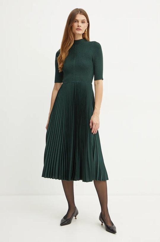 BOSS vestito con aggiunta di lana 50523753 verde AW24