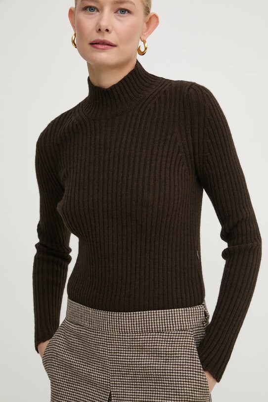 MAX&Co. rochie din amestec de lână maro 2426226054200