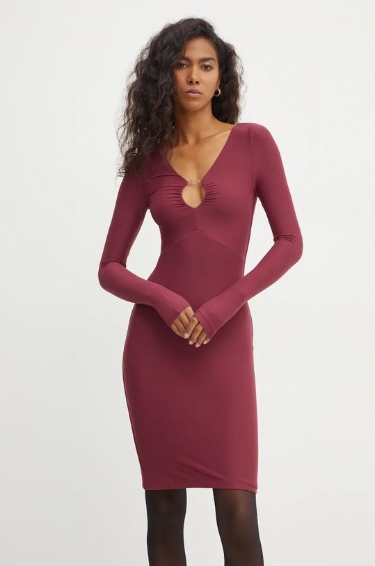 Φόρεμα Guess AMIRA μακρύ μπορντό W4BK09.KCDE0