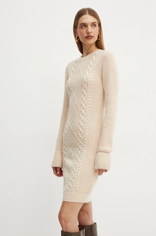 Šaty z vlněné směsi Guess SERENA mini růžová W4BK17.Z3HW0