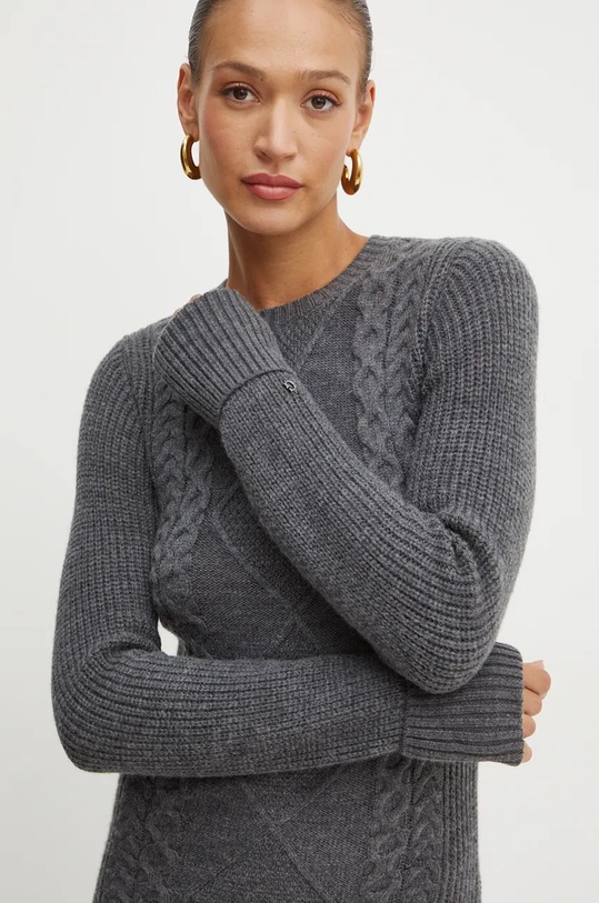 Šaty z vlněné směsi Guess SERENA šedá W4BK17.Z3HW0