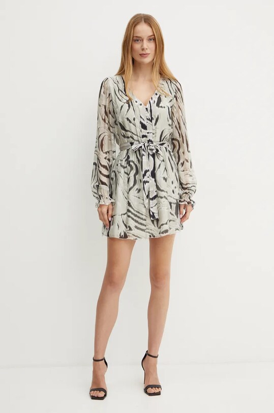 Guess sukienka z domieszką jedwabiu MARCELLE W4BK41.WE550 szary AW24