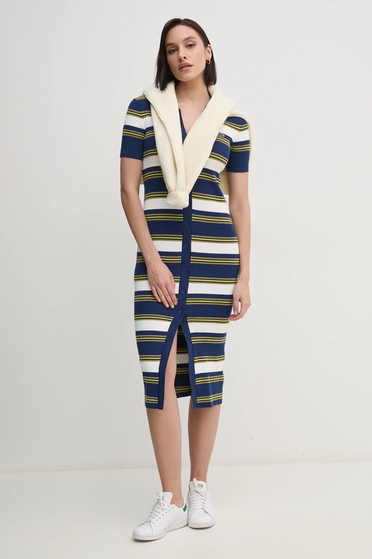 Lacoste sukienka midi granatowy EF2554