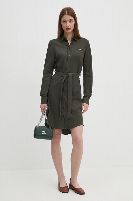 Lacoste sukienka bawełniana EF3263 zielony AW24