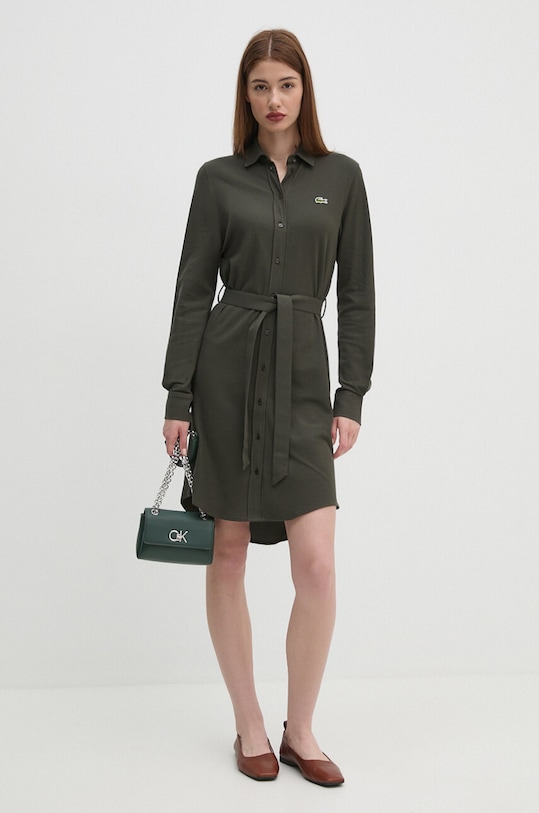 Lacoste sukienka bawełniana EF3263 zielony AW24