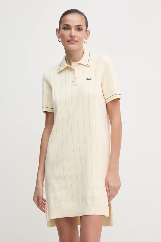 Lacoste rochie din bumbac mini bej EF3585