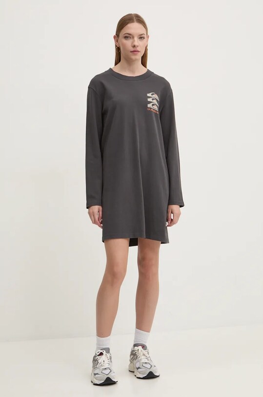 Bavlnené šaty Quiksilver Ls Tee Dress EQYFT04989 sivá AW24