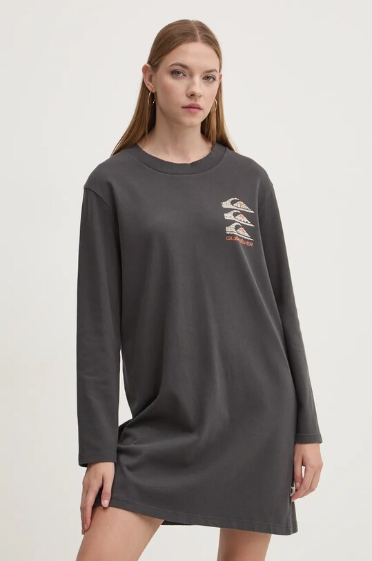 Oblečenie Bavlnené šaty Quiksilver Ls Tee Dress EQYFT04989 sivá