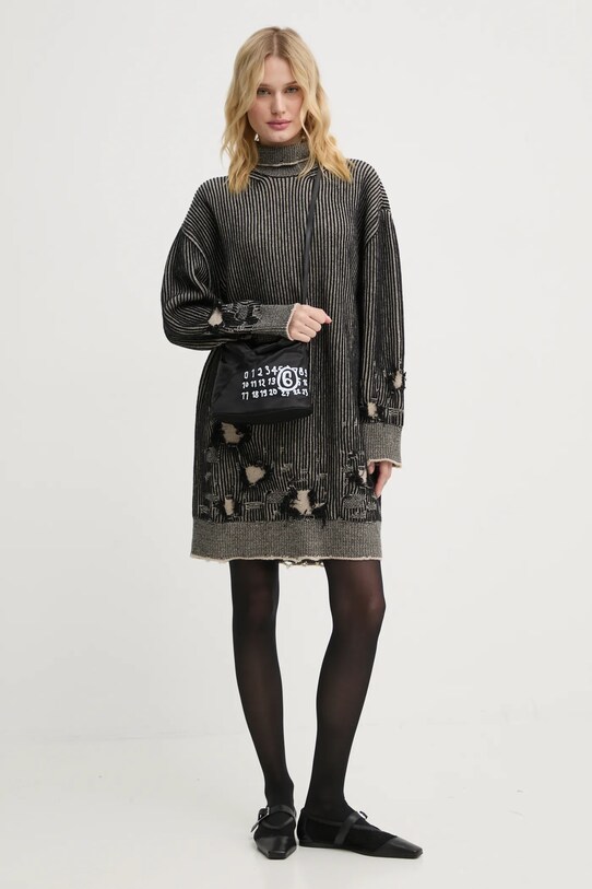 Вълнена рокля с две лица MM6 Maison Margiela S62DA0031.M13076 черен AW24