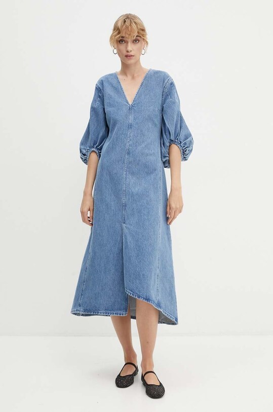 Stine Goya rochie din denim midi albastru D005.2251