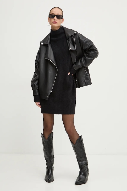 Шерстяное платье HUGO 50522555 чёрный AW24