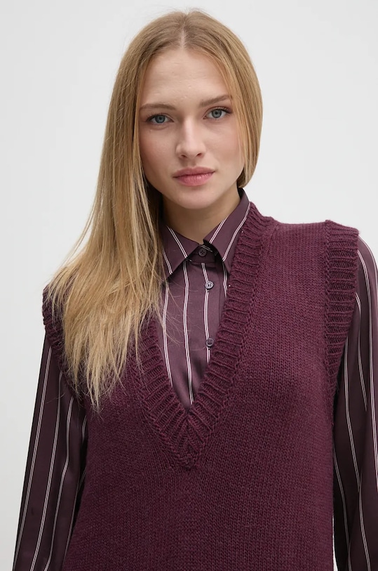 Sisley sukienka z domieszką wełny fioletowy 1276MV00T