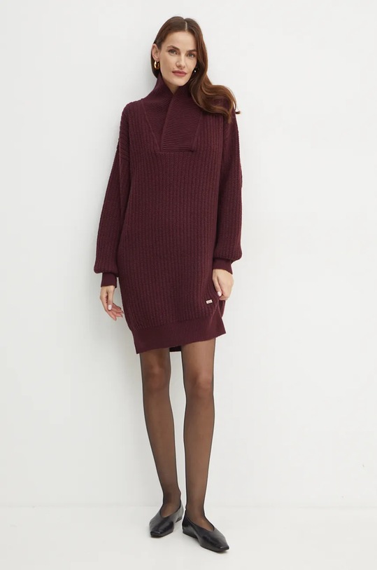 Victoria Beckham rochie din lana 1424KDR005931A burgundia AW24