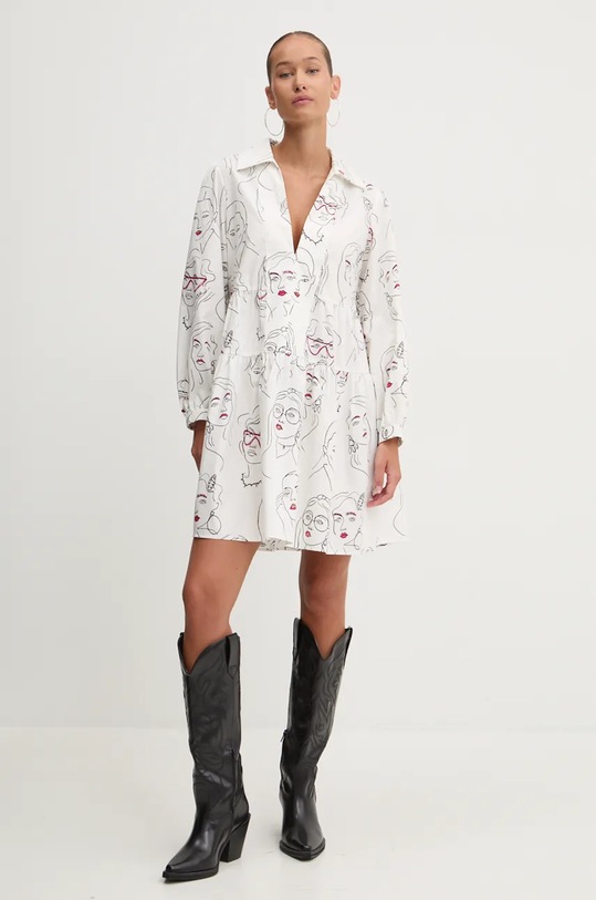 Bavlněné šaty Desigual LOUISVILLE 24WWVW66 bílá AW24