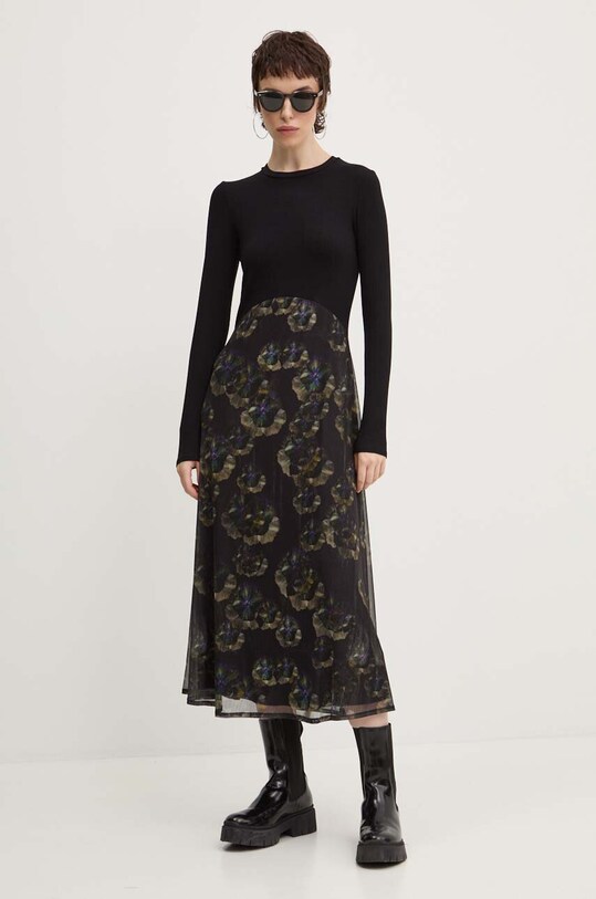 Šaty Desigual DARK PENSEE s elastanom čierna 24WWVK37