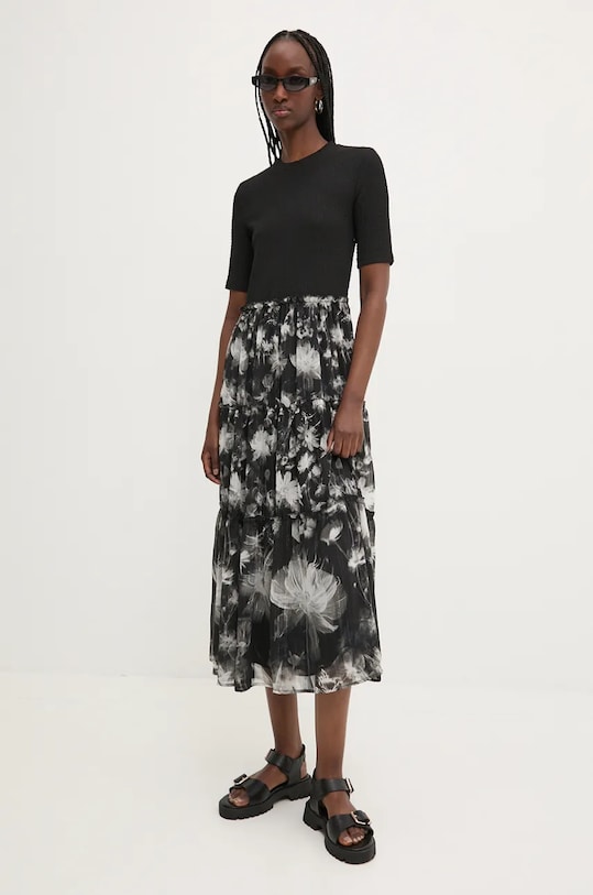 Desigual rochie INIDANÁPOLIS midi negru 24WWVW54