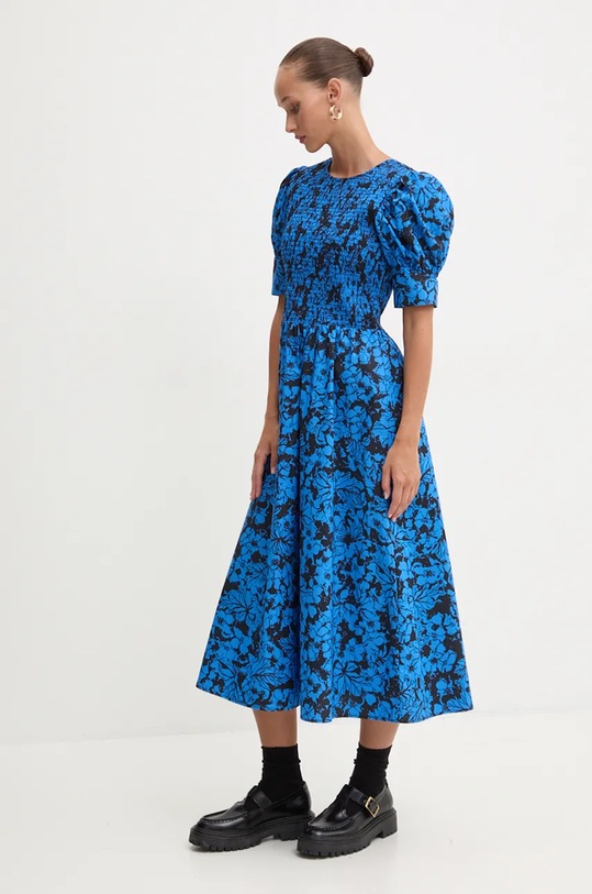 Desigual sukienka bawełniana SAN DIEGO wzorzyste niebieski 24WWVW40