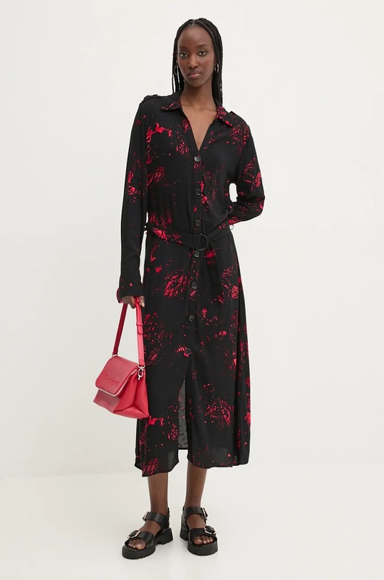 Desigual rochie SCRIBBLES 24WWVW38 negru