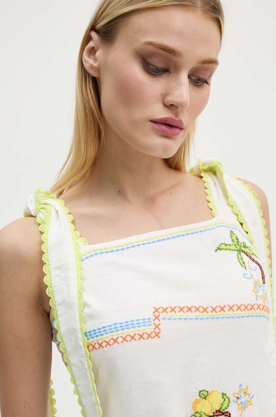 Šaty s příměsí lnu Never Fully Dressed Corfu Midi NFDDR1359 bílá