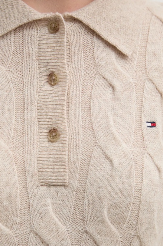 Vlněné šaty Tommy Hilfiger WW0WW43085 béžová