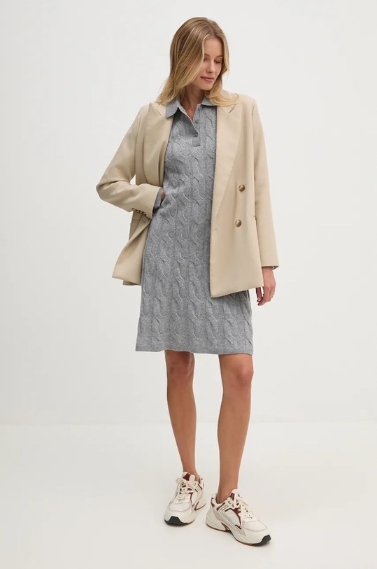 Вълнена рокля Tommy Hilfiger WW0WW43085 сив AW24