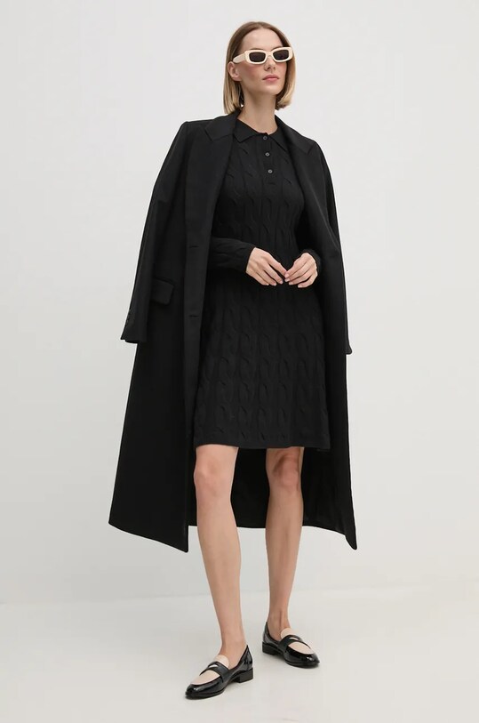 Вовняна сукня Tommy Hilfiger WW0WW43085 чорний AW24