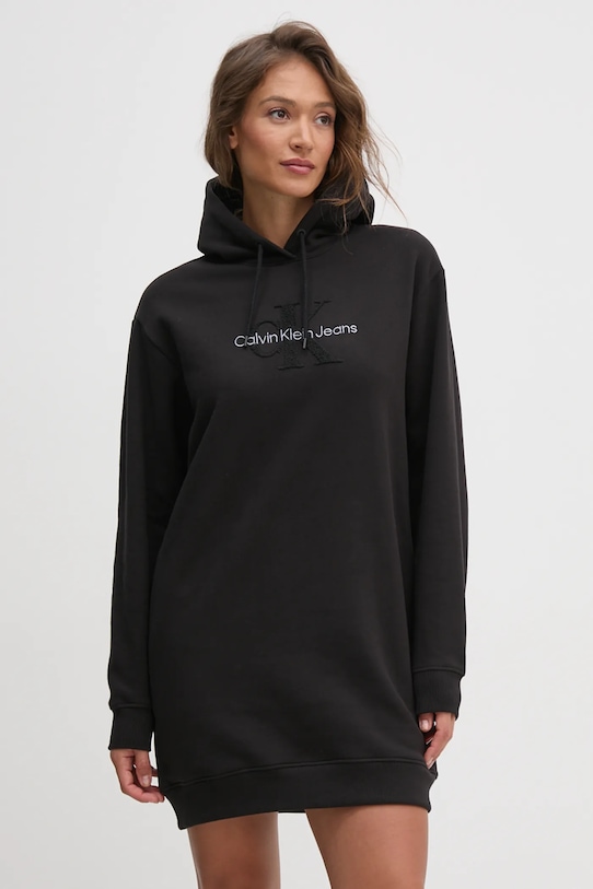 Хлопковое платье Calvin Klein Jeans длинный чёрный J20J224685