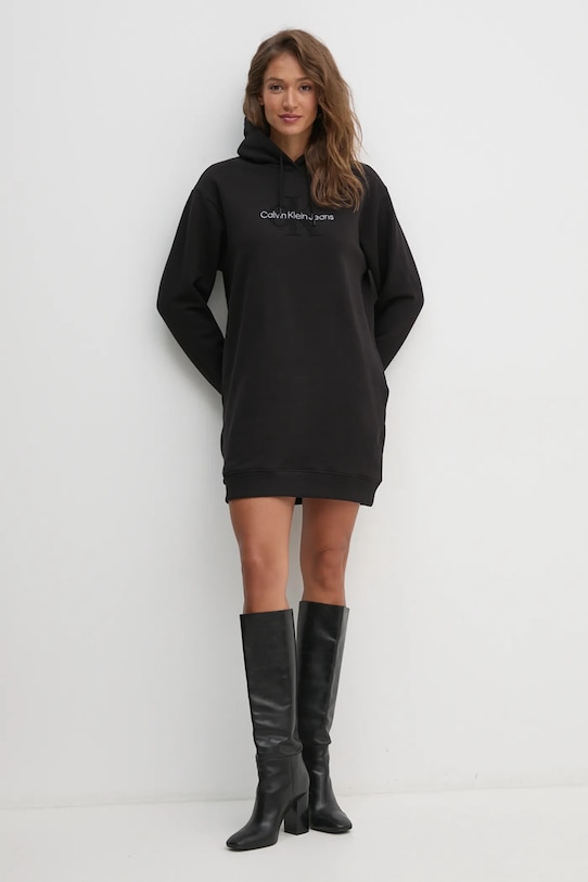 Bavlněné šaty Calvin Klein Jeans černá J20J224685