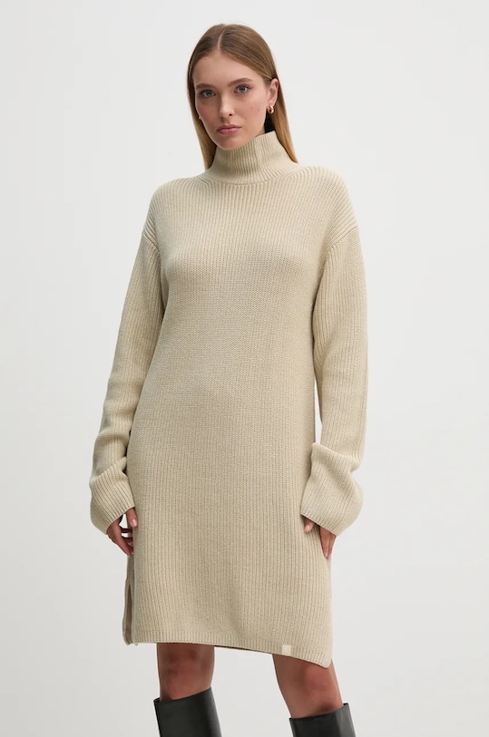 Calvin Klein Jeans sukienka bawełna beżowy J20J224662