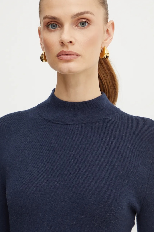 Volnena obleka MICHAEL Michael Kors mornarsko modra MF482Q14VR