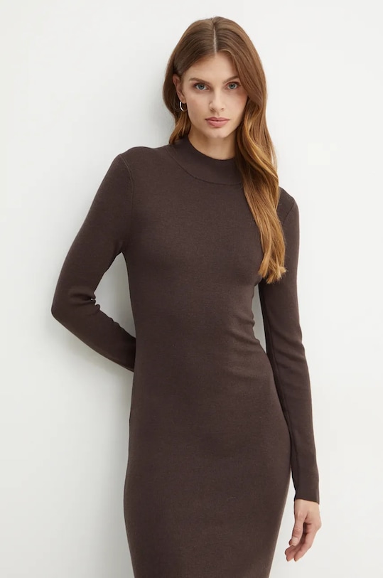 MICHAEL Michael Kors sukienka wełniana MF482Q14VR brązowy