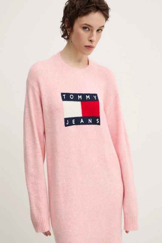 Платье с примесью шерсти Tommy Jeans розовый DW0DW18719