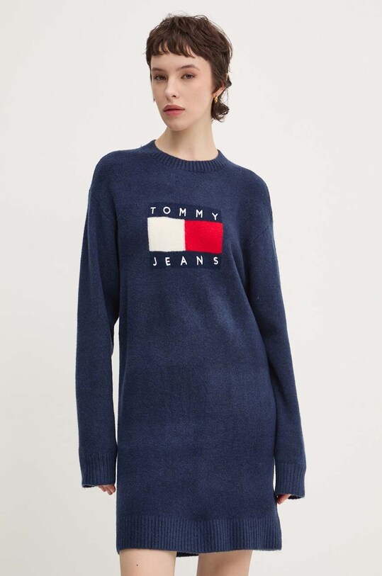 Сукня з домішкою вовни Tommy Jeans casual темно-синій DW0DW18719