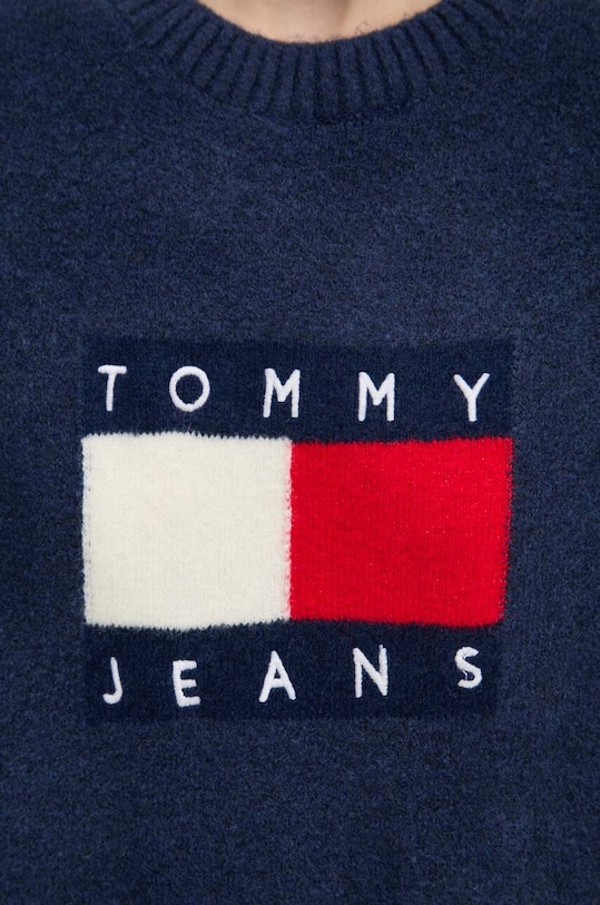 Tommy Jeans rochie din amestec de lana DW0DW18719 bleumarin