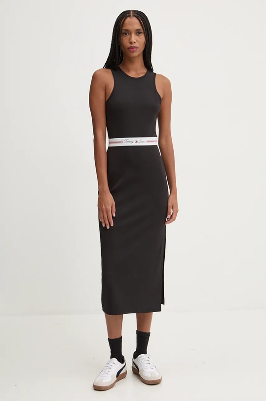 Tommy Jeans rochie midi negru DW0DW18724