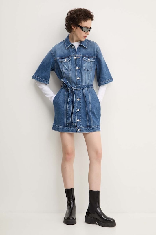 Tommy Jeans rochie din denim DW0DW19733 albastru AW24