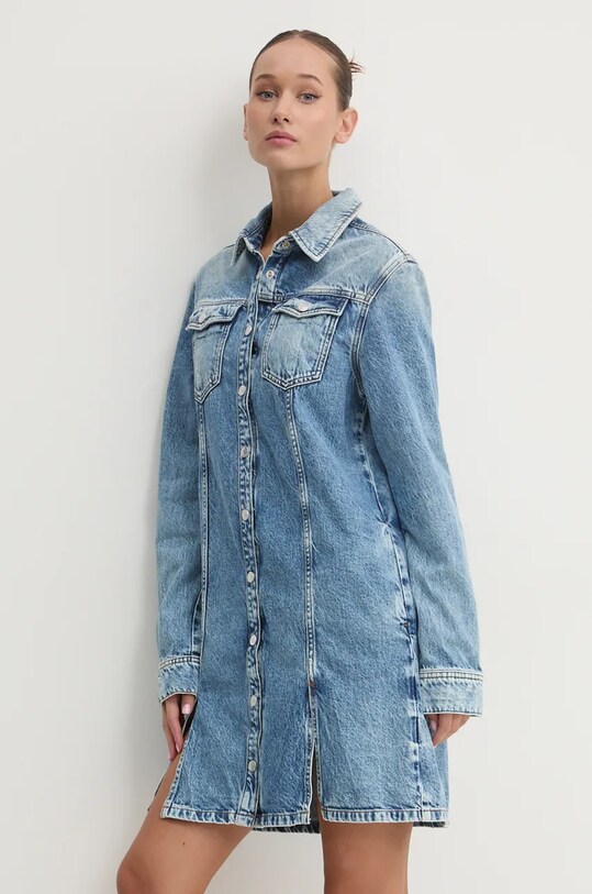 Tommy Jeans rochie din denim mini albastru DW0DW19748