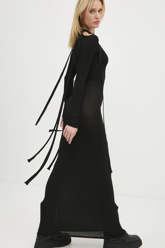 Y/Project sukienka MULTISCARF LONG SLEEVE KNIT DRESS czarny 106DR008