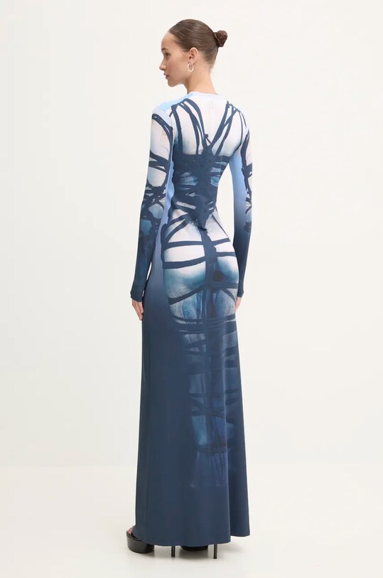 Одежда Платье Y/Project BONDAGE PRINT LONG SLEEVE DRESS 104DR006 голубой