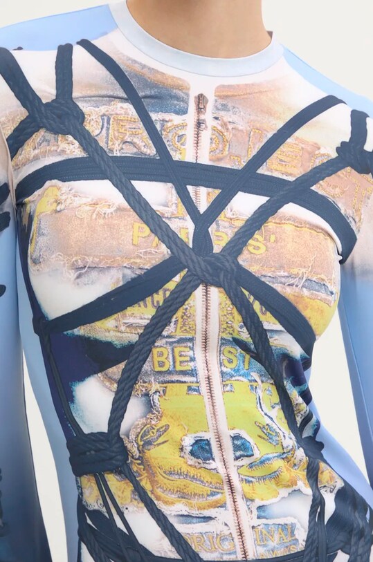 Платье Y/Project BONDAGE PRINT LONG SLEEVE DRESS 104DR006 голубой