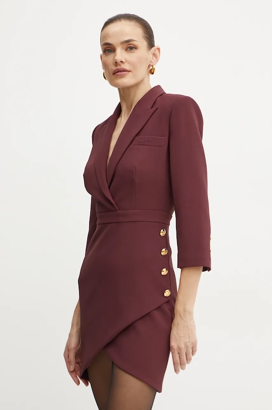 Φόρεμα Elisabetta Franchi με ελαστάν μπορντό AB63146E2.NORBLIN