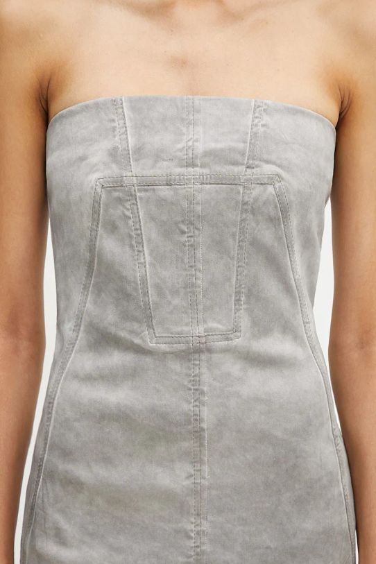 Rick Owens sukienka Splintered Denim Bustier szary DS02D2501.HSCF