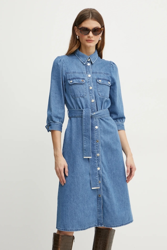 Morgan sukienka jeansowa RCHICA trzy czwarte niebieski RCHICA